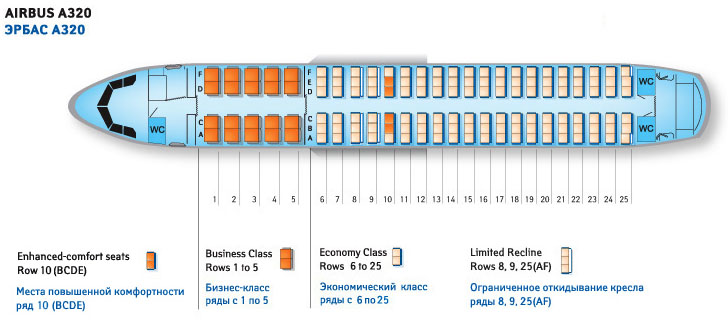 Airbus A320 схема салона