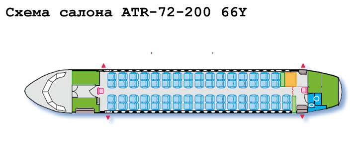 Aerospatiale/Alenia ATR 72-200 схема салона самолета с компоновкой 66Y