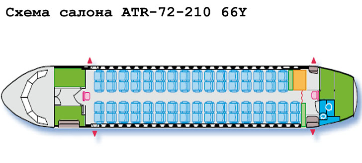 Aerospatiale/Alenia ATR 72-210 схема салона самолета с компоновкой 66Y